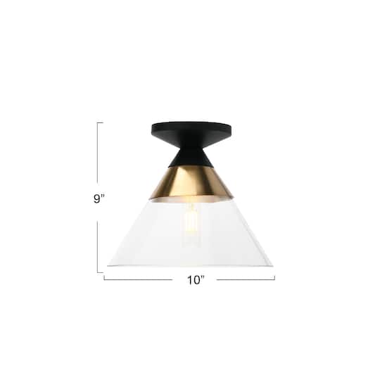 Hello Honey® Robert Stevenson Lighting Theo Metal & Conical Glass Flush Mount Ceiling Light